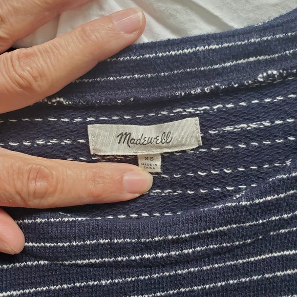 Madewell Striped Blue Side-Lace Top XS - Picture 4 of 9
